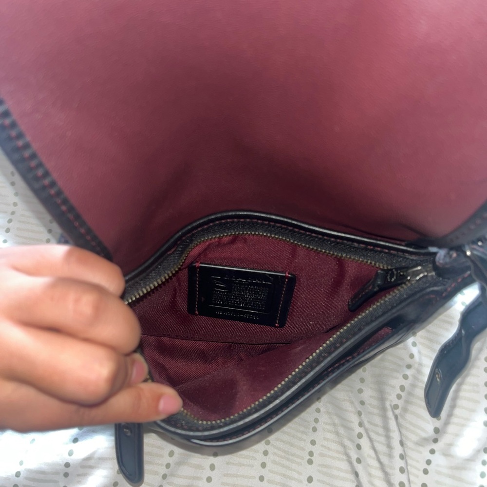Coach Mini Black Leather Saddle Bag Reissue Crossbody Bag - Picture 6 of 8